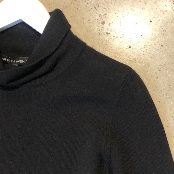 Saks Fifth Avenue Black Wool Blend Twofer Turtleneck Sweater - Picture 3 of 13